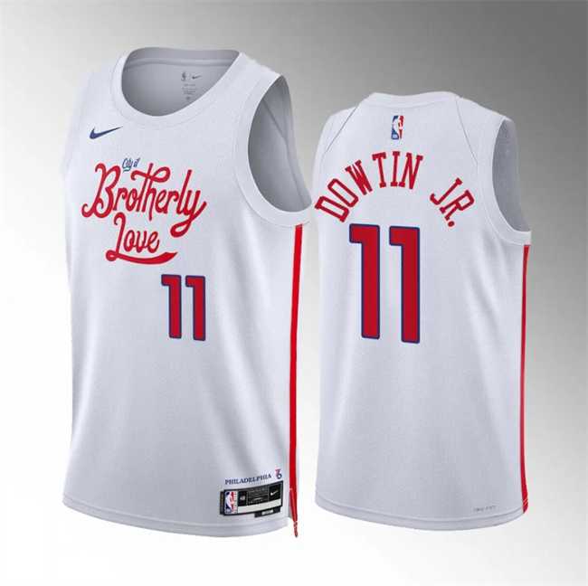 Mens Philadelphia 76ers #11 Jeff Dowtin Jr White City Edition Stitched Jersey Dzhi->->NBA Jersey
